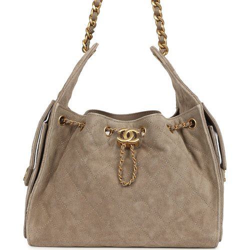 Chanel Small 25 Hobo Bag Grey Suede
