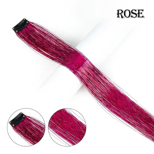 20 inches Clip In Hair Tinsel Extension - Pack of 6