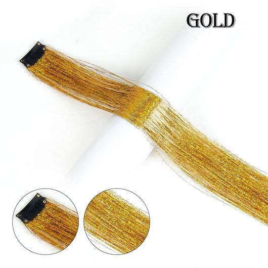 20 inches Clip In Hair Tinsel Extension - Pack of 6