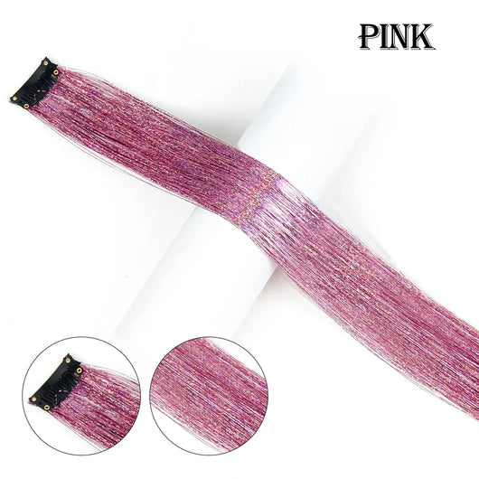 20 inches Clip In Hair Tinsel Extension - Pack of 6