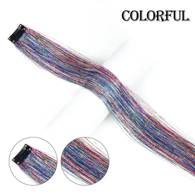 20 inches Clip In Hair Tinsel Extension - Pack of 6